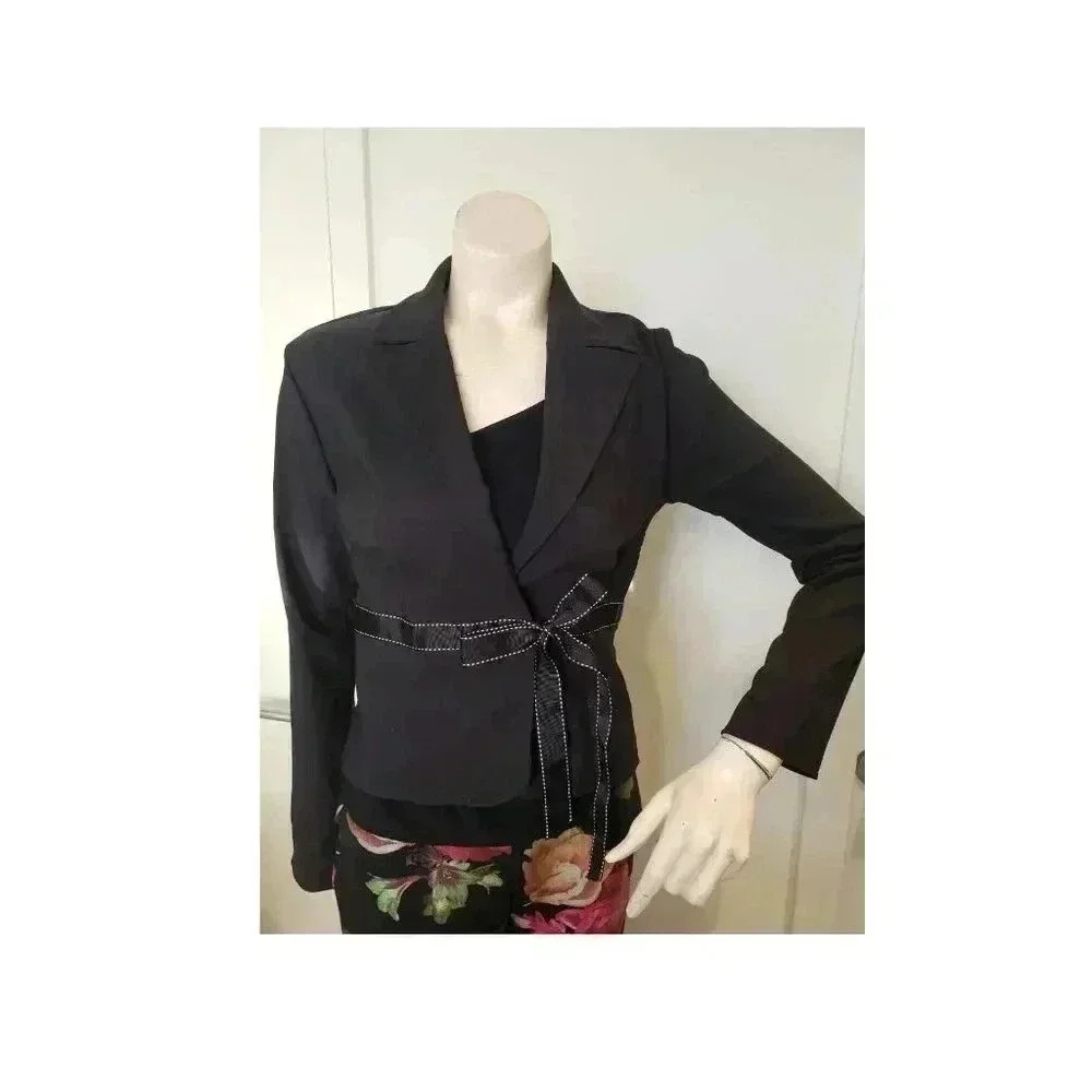 Suit Jacket with Tie Closure Ribbon